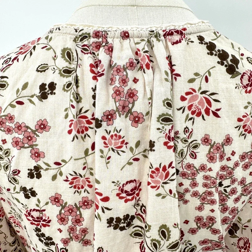 Anthropologie Lori Tunic Dress Size‎ S Floral White Prairie Cottagecore Romantic